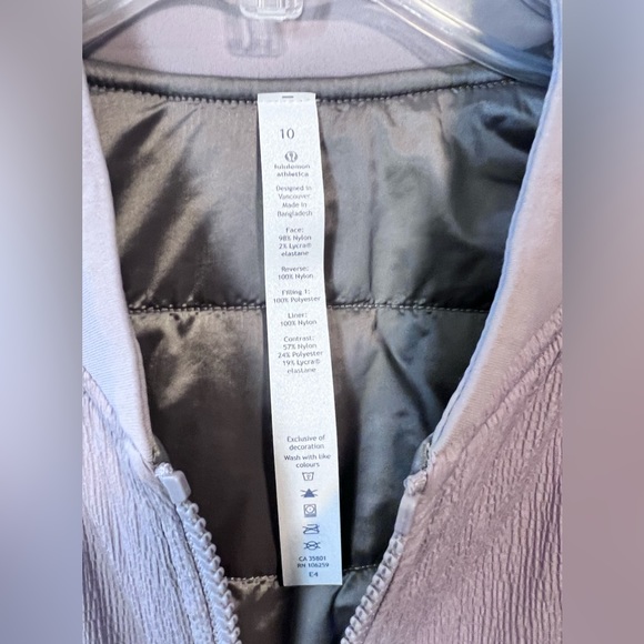 Lululemon Dark Chrome REVERSIBLE Non-Stop Bomber Jacket NWOT SIZE 10 - Picture 9 of 16
